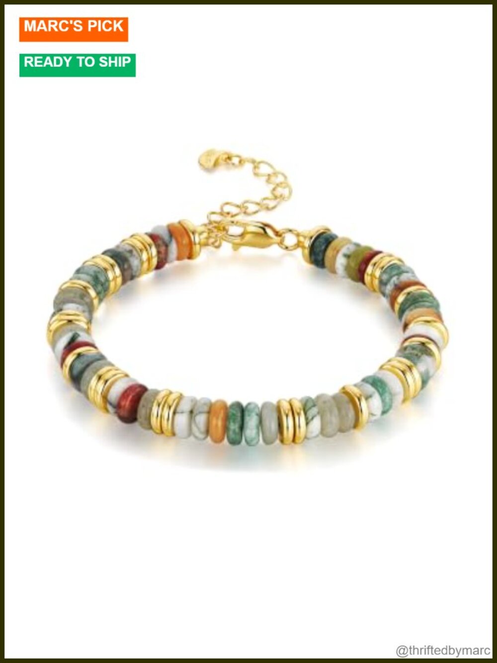18K Gold Plated Stackable Bangle Bracelets Set Beaded Stone Jewelry